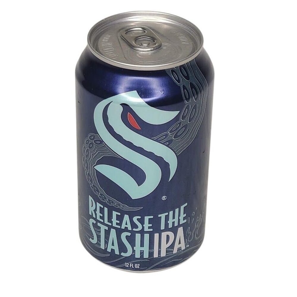 Hop Valley Release Stash IPA Seattle Kraken Empty Beer Can Bottom Opened 12oz